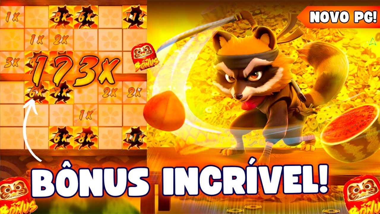 Ninja Raccoon Frenzy, slot de ninjas, apostas rápidas, giros grátis, jackpot progressivo.